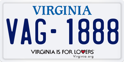 VA license plate VAG1888