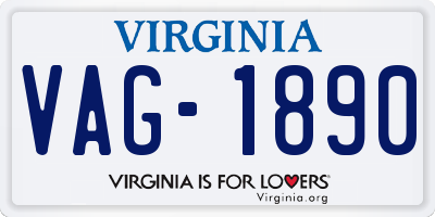 VA license plate VAG1890