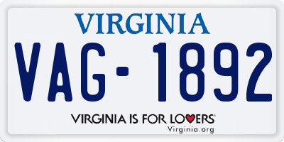 VA license plate VAG1892