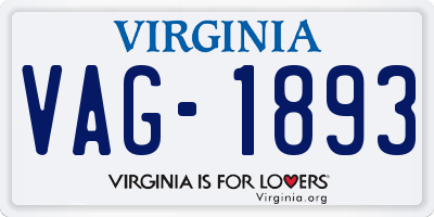 VA license plate VAG1893