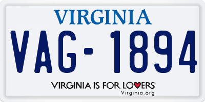 VA license plate VAG1894