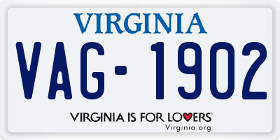 VA license plate VAG1902