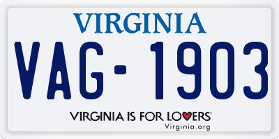 VA license plate VAG1903