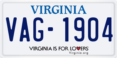 VA license plate VAG1904