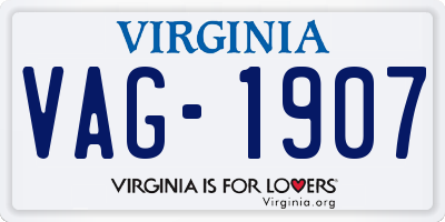 VA license plate VAG1907