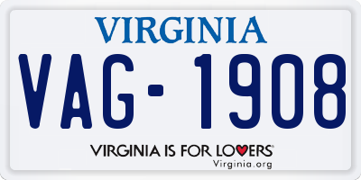 VA license plate VAG1908