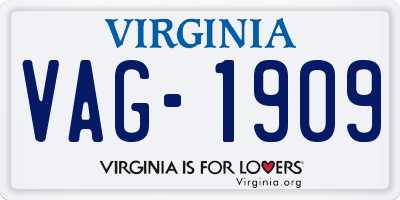 VA license plate VAG1909