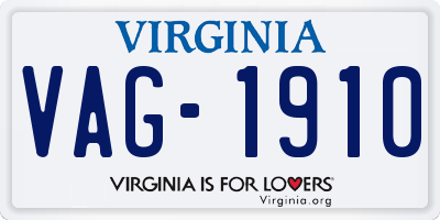 VA license plate VAG1910