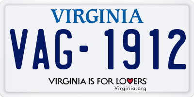 VA license plate VAG1912