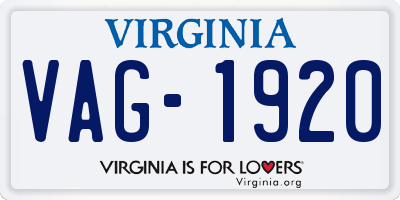 VA license plate VAG1920