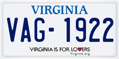 VA license plate VAG1922