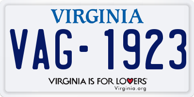 VA license plate VAG1923