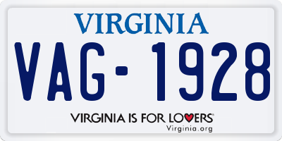 VA license plate VAG1928