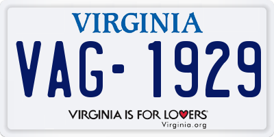 VA license plate VAG1929