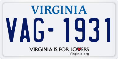 VA license plate VAG1931