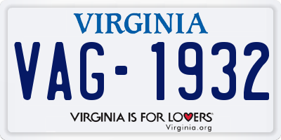 VA license plate VAG1932