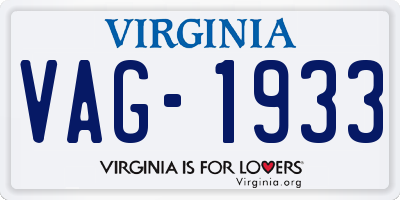 VA license plate VAG1933