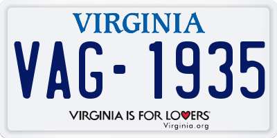 VA license plate VAG1935