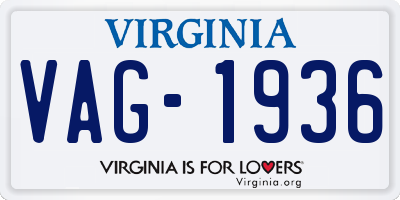 VA license plate VAG1936