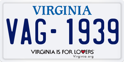 VA license plate VAG1939
