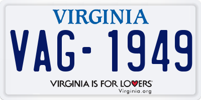 VA license plate VAG1949