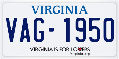 VA license plate VAG1950