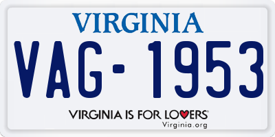 VA license plate VAG1953