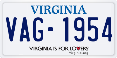 VA license plate VAG1954