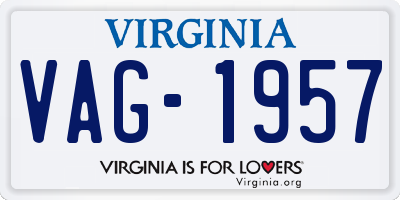 VA license plate VAG1957