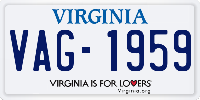 VA license plate VAG1959