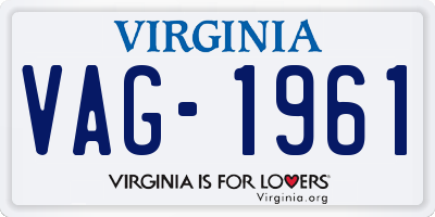 VA license plate VAG1961