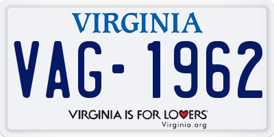 VA license plate VAG1962