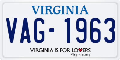 VA license plate VAG1963