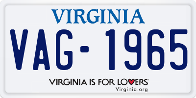 VA license plate VAG1965