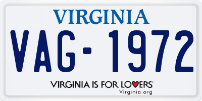 VA license plate VAG1972
