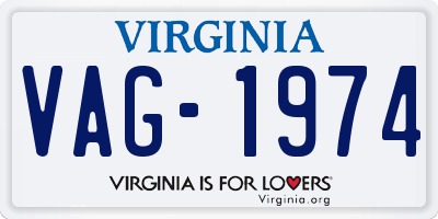 VA license plate VAG1974