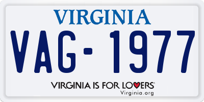 VA license plate VAG1977