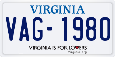 VA license plate VAG1980