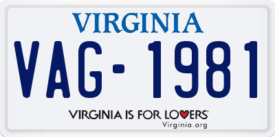 VA license plate VAG1981