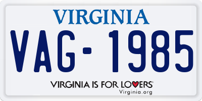 VA license plate VAG1985