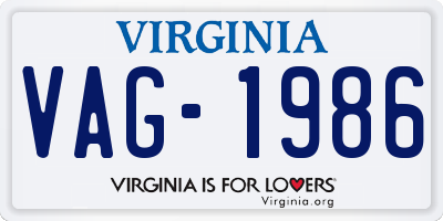 VA license plate VAG1986