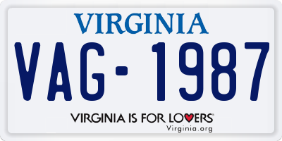 VA license plate VAG1987