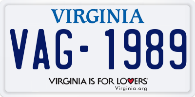 VA license plate VAG1989
