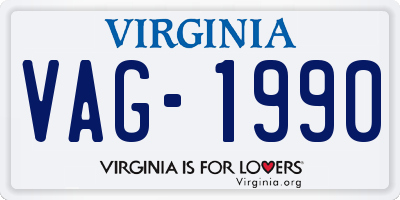 VA license plate VAG1990