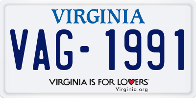 VA license plate VAG1991