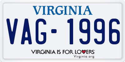 VA license plate VAG1996