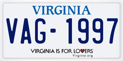VA license plate VAG1997