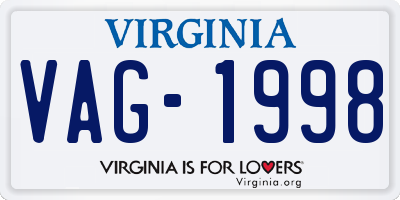VA license plate VAG1998