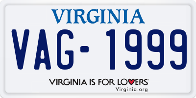 VA license plate VAG1999