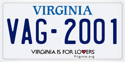 VA license plate VAG2001